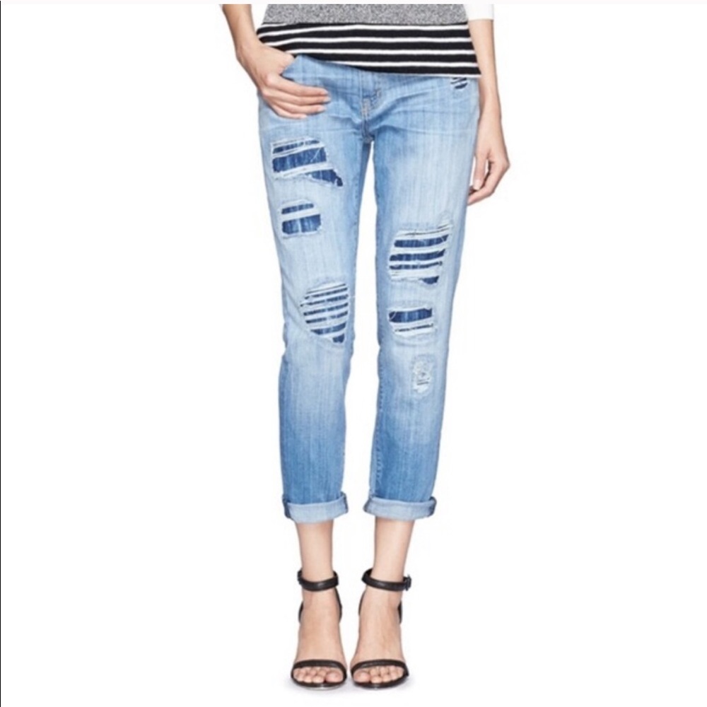 CURRENT/ELLIOTT The Stiletto Omaha Patch Repair Jeans Size 25